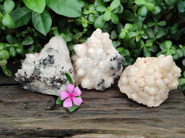 Natural White Cascading Quartz Clusters x 3 From Madagascar