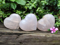 Polished Pink Pearl Girasol Quartz Hearts x 3 From Ambatondrazaka, Madagascar