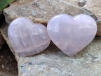 Polished Pink Pearl Girasol Quartz Hearts x 3 From Ambatondrazaka, Madagascar - Toprock Gemstones and Minerals 