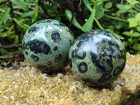Polished Stromatolite Jasper Spheres x 2 From Katsepy, Madagascar