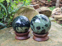 Polished Stromatolite Jasper Spheres x 2 From Katsepy, Madagascar