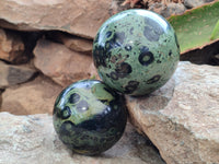 Polished Stromatolite Jasper Spheres x 2 From Katsepy, Madagascar