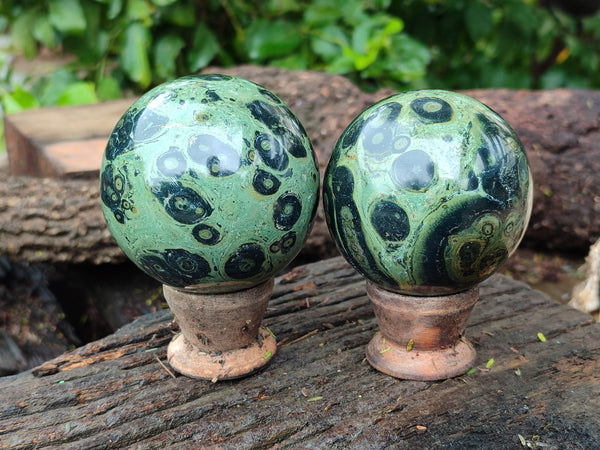 Polished Stromatolite Jasper Spheres x 2 From Katsepy, Madagascar