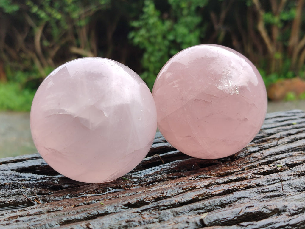Polished Gemmy Rose Quartz Spheres with Star / Asterisms x 3 From Ambatondrazaka, Madagascar - Toprock Gemstones and Minerals 