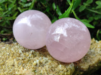 Polished Gemmy Rose Quartz Spheres with Star / Asterisms x 3 From Ambatondrazaka, Madagascar