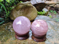 Polished Gemmy Rose Quartz Spheres with Star / Asterisms x 3 From Ambatondrazaka, Madagascar