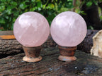 Polished Gemmy Rose Quartz Spheres with Star / Asterisms x 3 From Ambatondrazaka, Madagascar - Toprock Gemstones and Minerals 