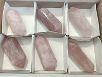 Polished Double Terminated Lavender Rose Quartz Points x 6 From Madagascar