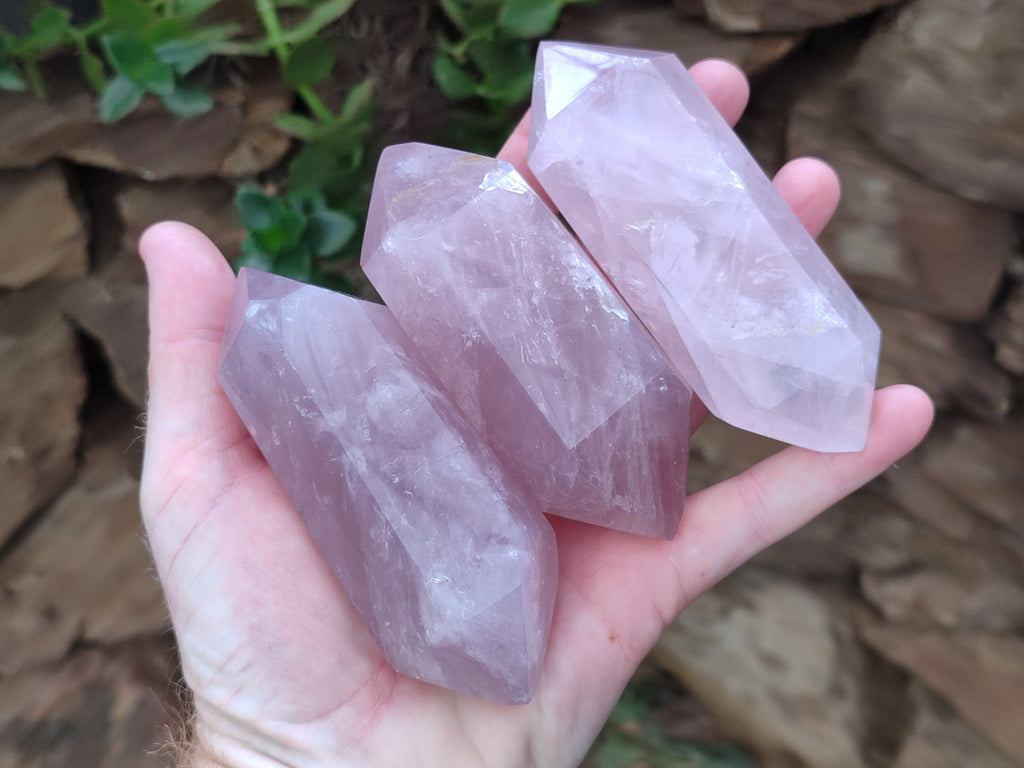 Polished Double Terminated Lavender Rose Quartz Points x 6 From Madagascar - Toprock Gemstones and Minerals 