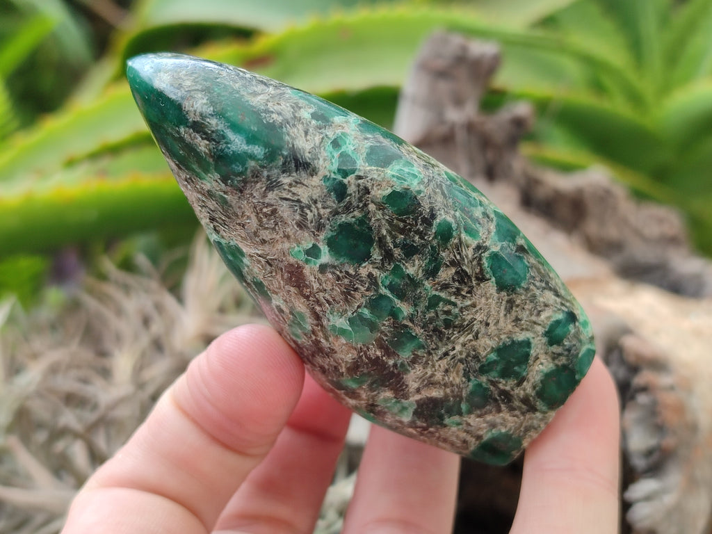 Polished Emerald Mica In Matrix Standing Free Forms x 4 From Mutoko, Zimbabwe - Toprock Gemstones and Minerals 