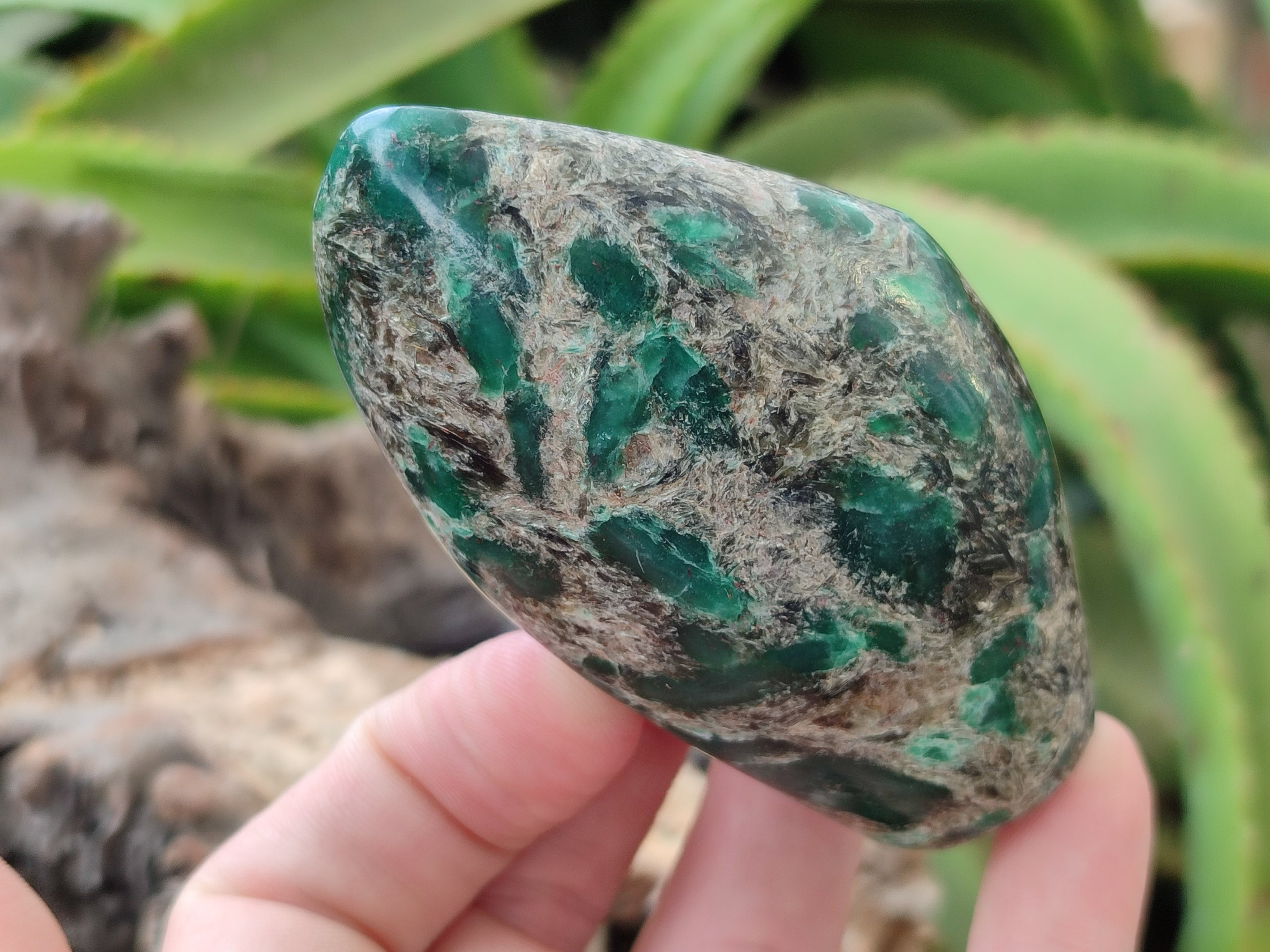 Polished Emerald Mica In Matrix Standing Free Forms x 4 From Mutoko, Zimbabwe - Toprock Gemstones and Minerals 