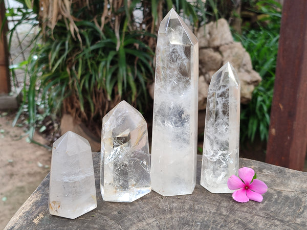 Polished Clear Quartz Crystals x 4 From Madagascar