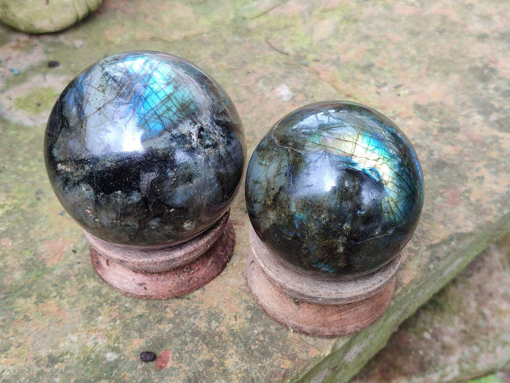 Polished Labradorite Spheres x 3 From Tulear, Madagascar - Toprock Gemstones and Minerals 