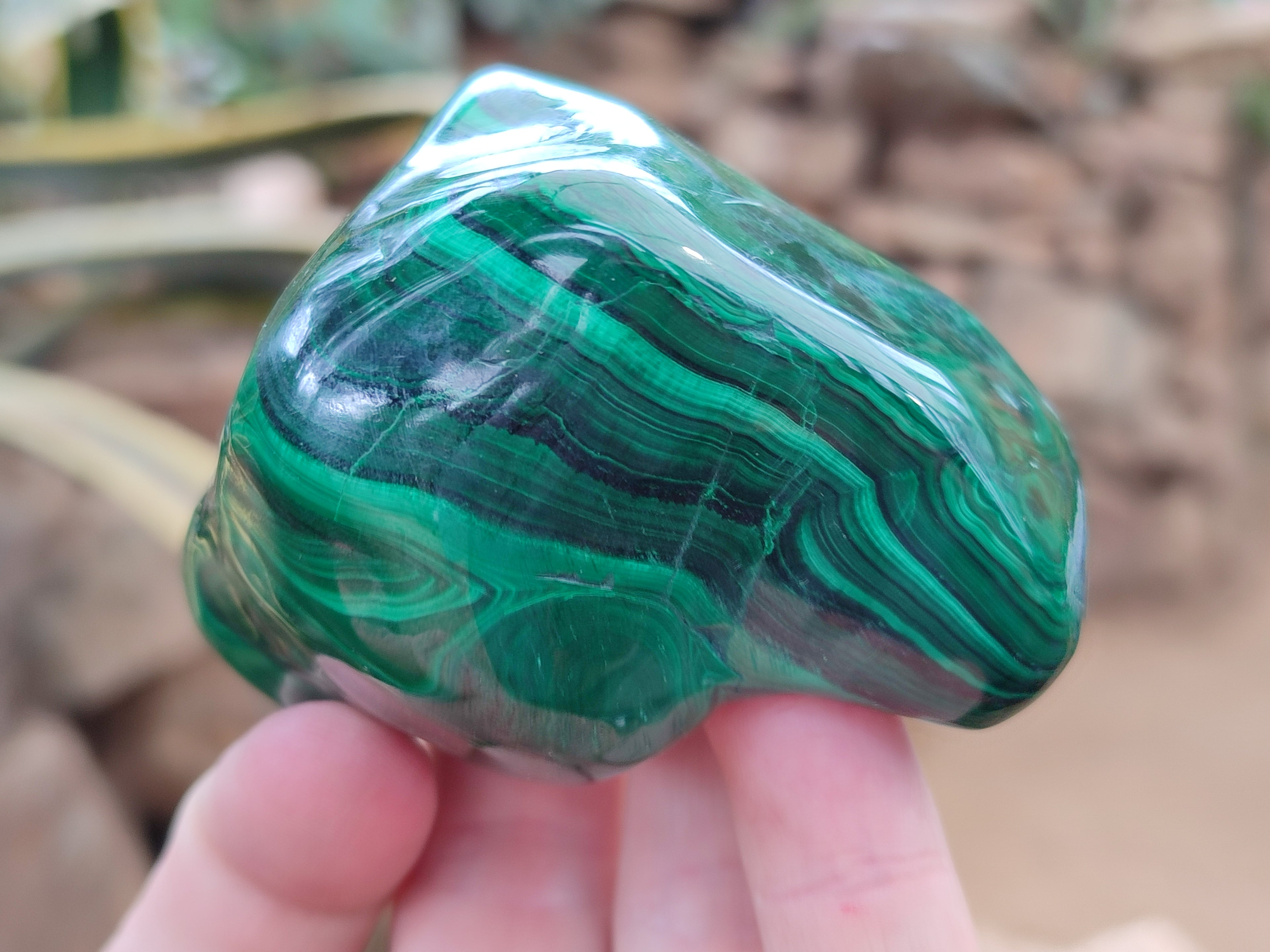 Polished Flower Banded Malachite Free Forms x 4 From Congo - Toprock Gemstones and Minerals 