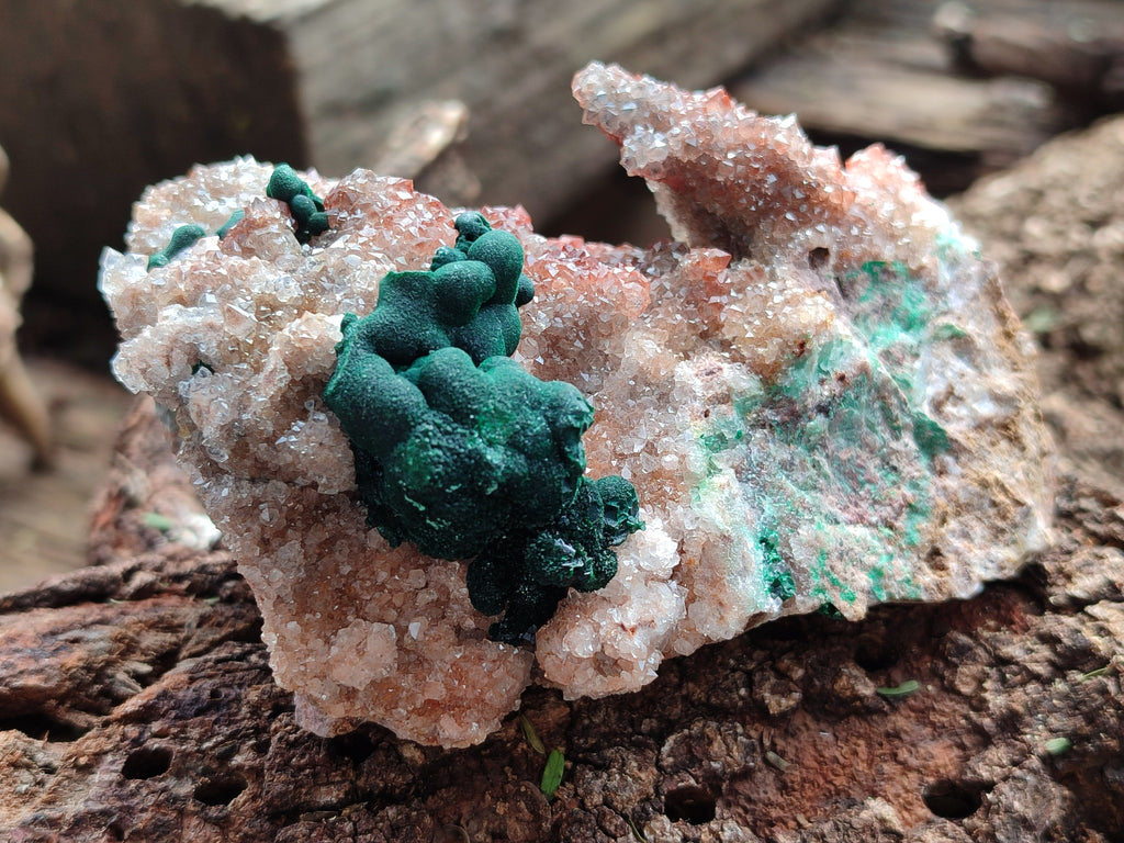 Natural Ball Malachite On Quartz Matrix Specimens x 3 From Kambove, Congo - Toprock Gemstones and Minerals 