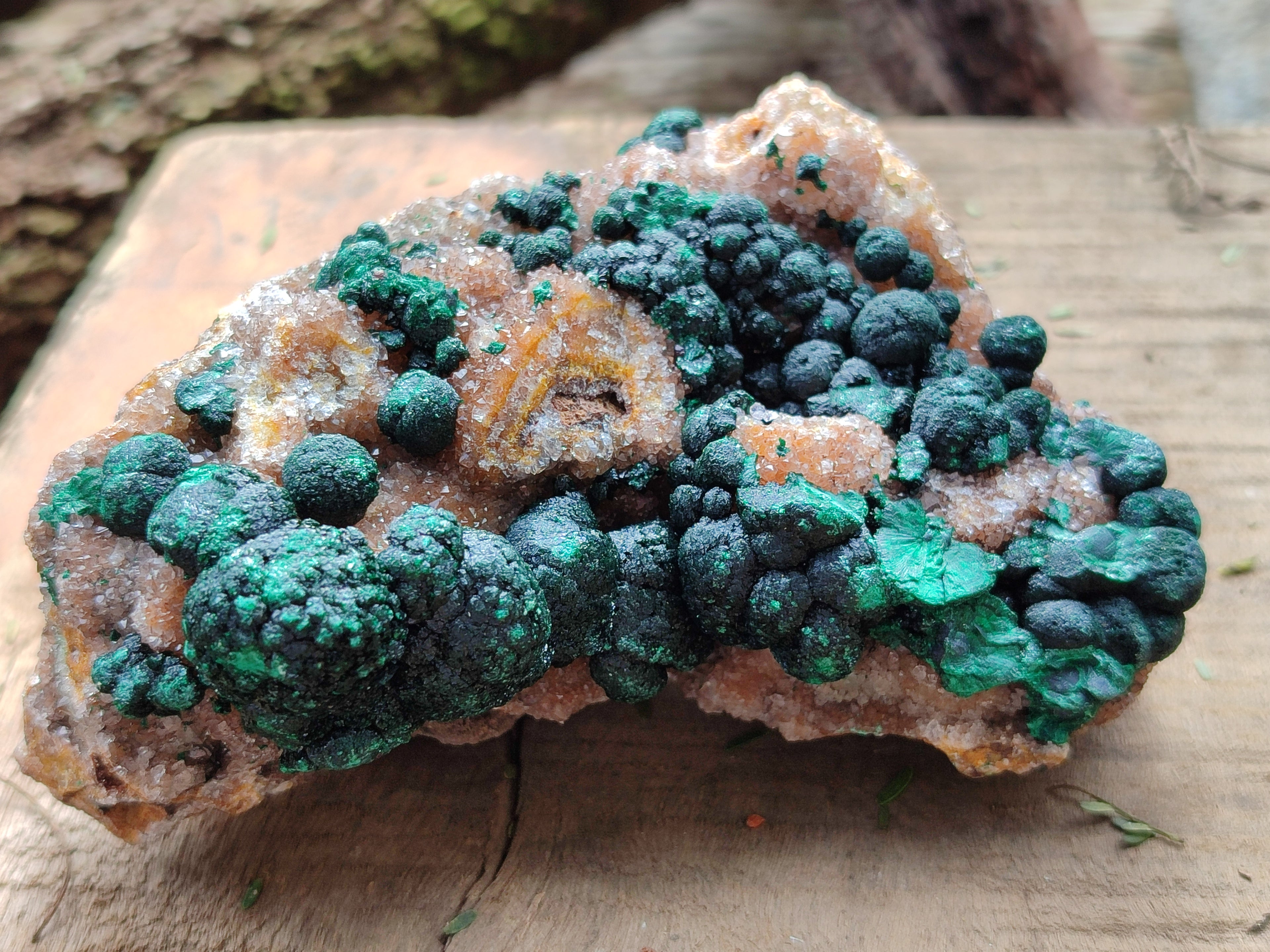 Natural Ball Malachite On Quartz Matrix Specimens x 3 From Kambove, Congo - Toprock Gemstones and Minerals 