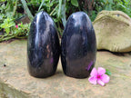 Polished Black Tourmaline Standing Free Form x 2 From Madagascar - Toprock Gemstones and Minerals 