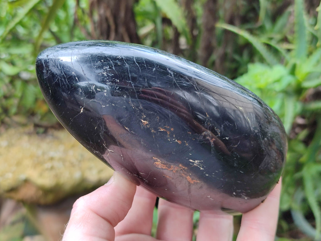 Polished Black Tourmaline Standing Free Form x 2 From Madagascar - Toprock Gemstones and Minerals 
