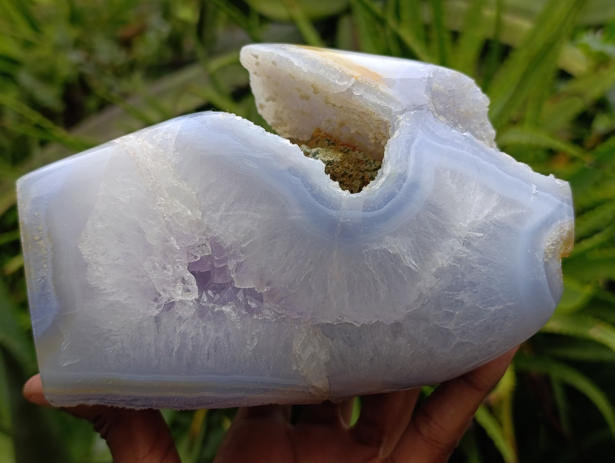 Polished Blue Lace Agate Geode x 1 From Nsanje, Malawi - Toprock Gemstones and Minerals 