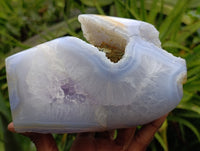 Polished Blue Lace Agate Geode x 1 From Nsanje, Malawi