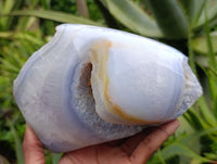 Polished Blue Lace Agate Geode x 1 From Nsanje, Malawi