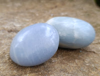 Polished Blue Calcite Palm Stones x 24 From Ihadilalana, Madagascar