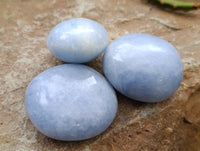 Polished Blue Calcite Palm Stones x 24 From Ihadilalana, Madagascar