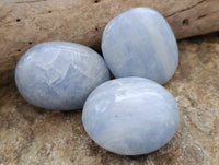 Polished Blue Calcite Palm Stones x 24 From Ihadilalana, Madagascar