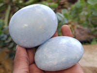 Polished Blue Calcite Palm Stones x 24 From Ihadilalana, Madagascar