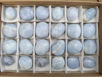 Polished Blue Calcite Palm Stones x 24 From Ihadilalana, Madagascar