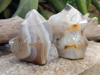 Polished Banded and Dendritic Agate Flames x 6 From Madagascar