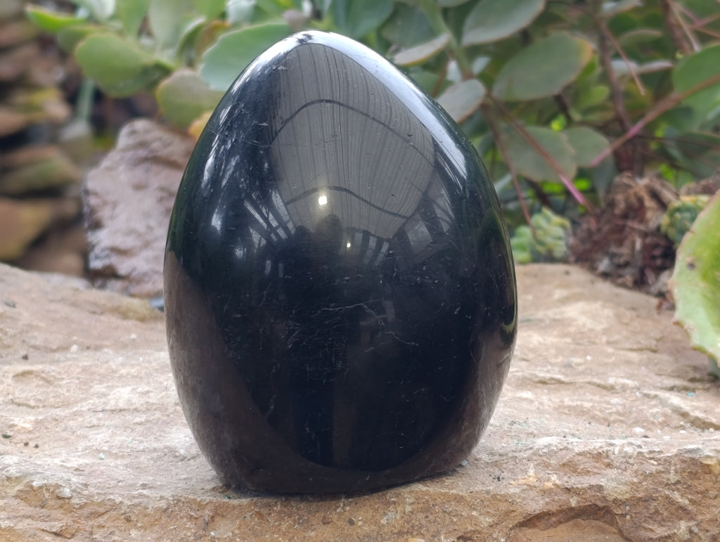 Polished Black Tourmaline Standing Free Form x 2 From Madagascar - Toprock Gemstones and Minerals 
