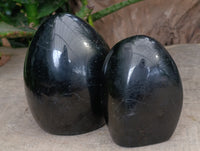 Polished Black Tourmaline Standing Free Form x 2 From Madagascar