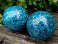 Polished Chrysocolla Conglomerate Spheres x 2 From Congo