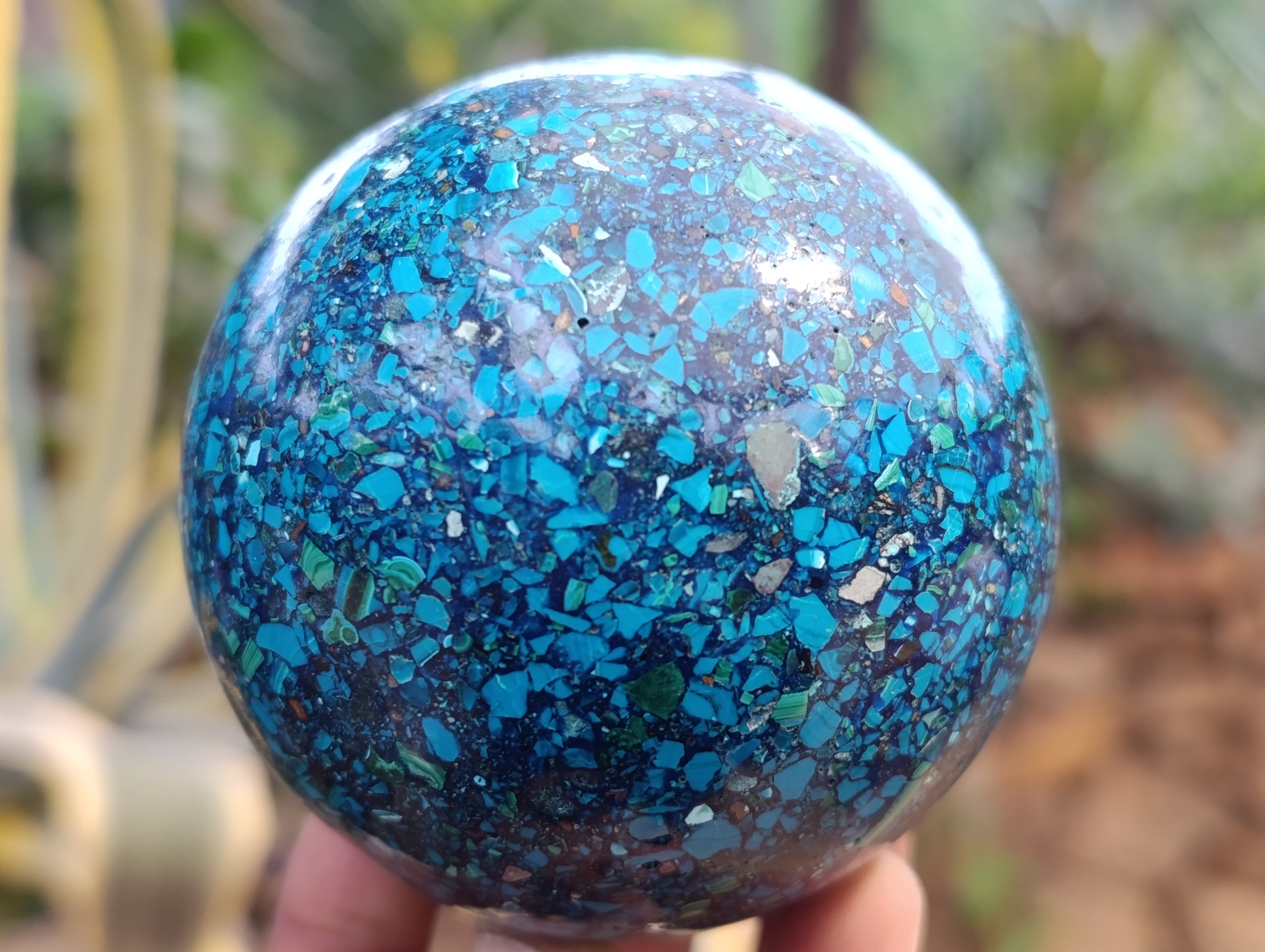 Polished Chrysocolla Conglomerate Spheres x 2 From Congo - Toprock Gemstones and Minerals 