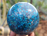 Polished Chrysocolla Conglomerate Spheres x 2 From Congo