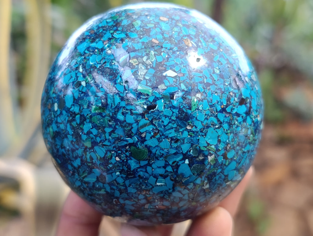 Polished Chrysocolla Conglomerate Spheres x 2 From Congo - Toprock Gemstones and Minerals 
