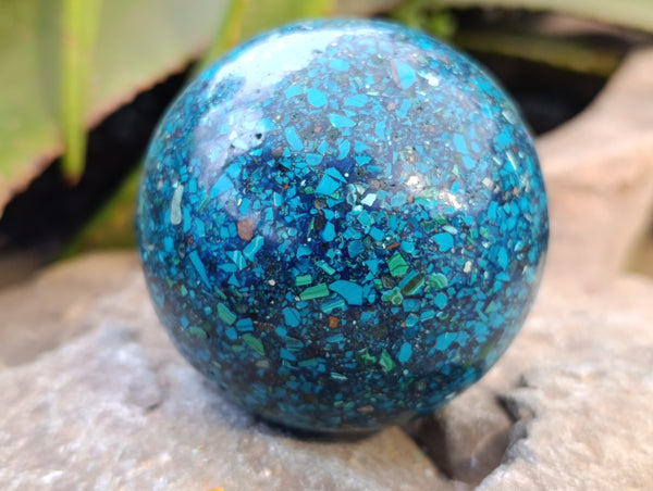 Polished Chrysocolla Conglomerate Spheres x 2 From Congo