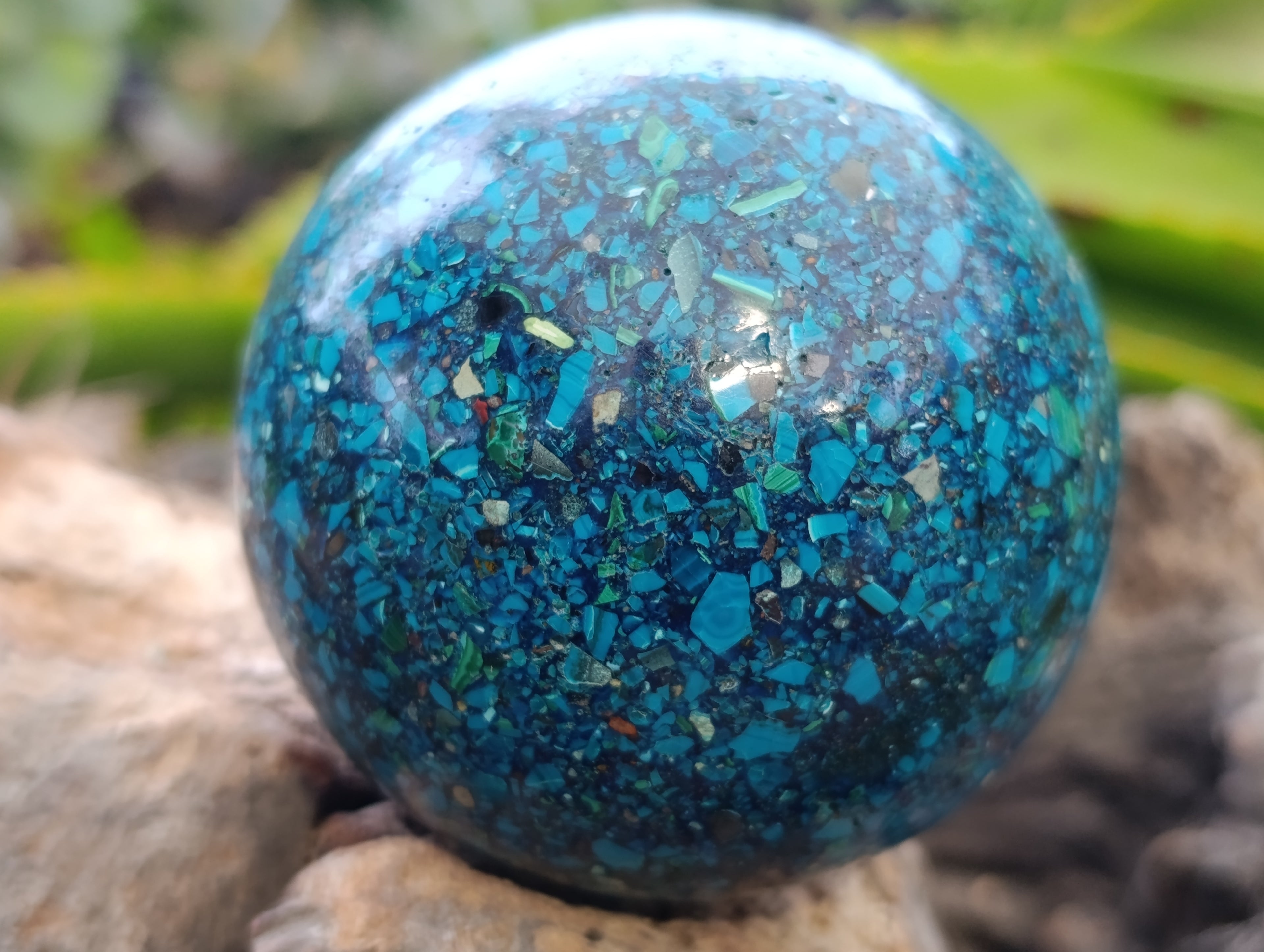 Polished Chrysocolla Conglomerate Spheres x 2 From Congo - Toprock Gemstones and Minerals 