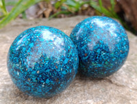 Polished Chrysocolla Conglomerate Spheres x 2 From Congo
