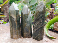 Polished Fuchsite Point-Prisms x 6 From Madagascar