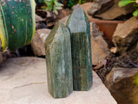Polished Fuchsite Point-Prisms x 6 From Madagascar