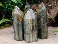 Polished Fuchsite Point-Prisms x 6 From Madagascar