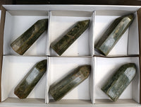 Polished Fuchsite Point-Prisms x 6 From Madagascar