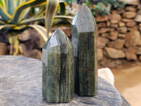 Polished Fuchsite Point-Prisms x 6 From Madagascar