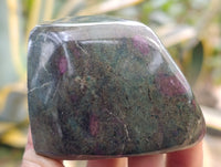 Polished Ruby Corundum In Chrome Verdite Standing Free Forms x 4 From Zimbabwe