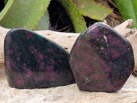 Polished Ruby Corundum In Chrome Verdite Standing Free Forms x 4 From Zimbabwe