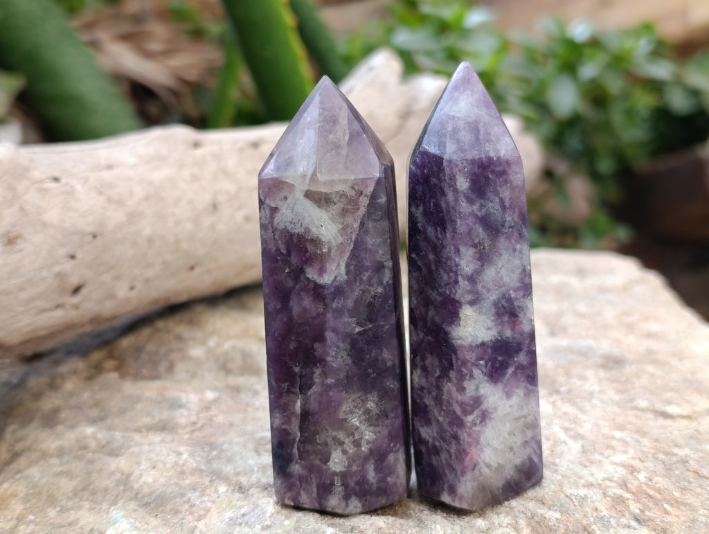 Polished Lepidolite with Pink Rubellite Points x 12 From Ambatondrazaka, Madagascar - Toprock Gemstones and Minerals 