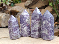 Polished Lepidolite with Pink Rubellite Points x 12 From Ambatondrazaka, Madagascar