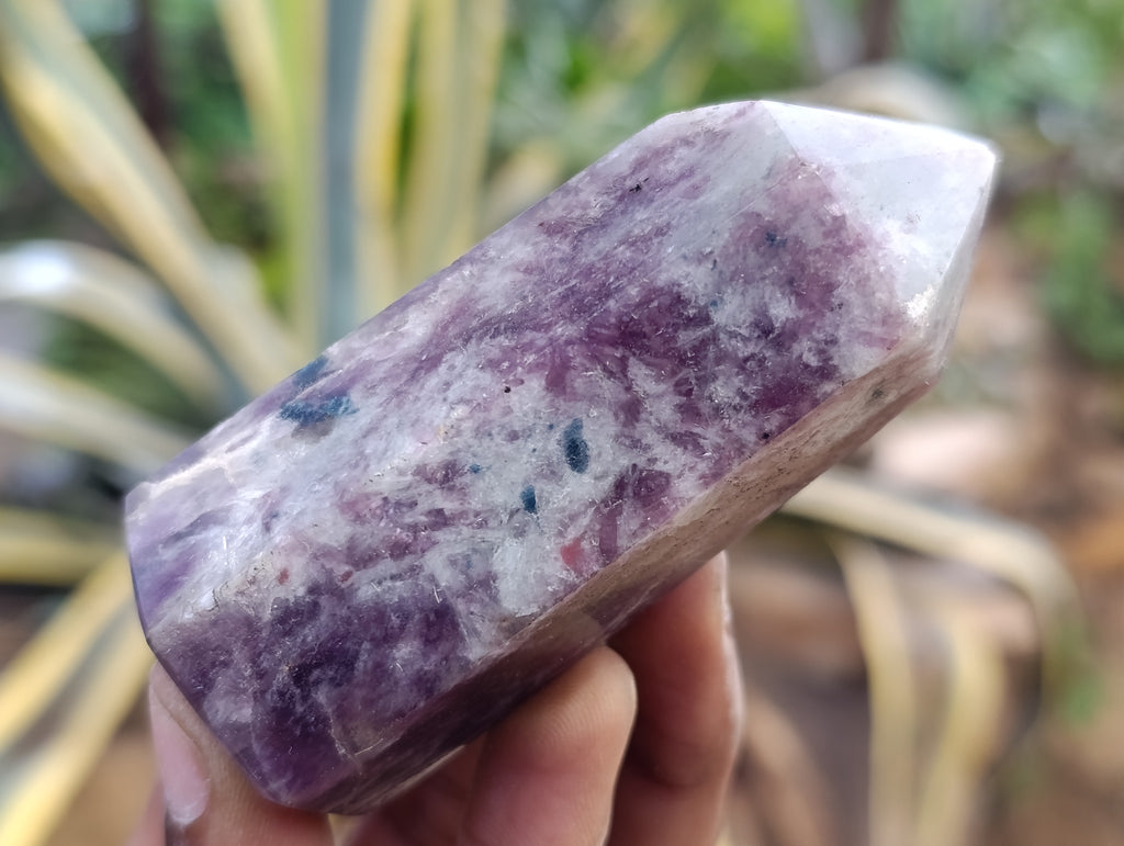 Polished Lepidolite with Pink Rubellite Points x 12 From Ambatondrazaka, Madagascar - Toprock Gemstones and Minerals 